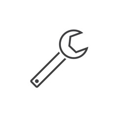 Configure wrench line icon, spanner outline vector logo illustration, linear pictogram isolated on white