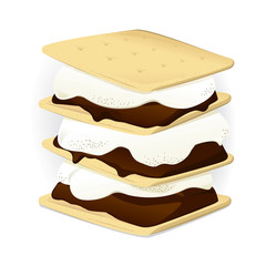 Vector illustration of a s’more. Campfire snack