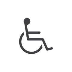 Handicap symbol icon vector, Wheelchair solid logo illustration, pictogram isolated on white