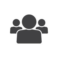 People icon vector, team leadership solid logo illustration, pictogram isolated on white