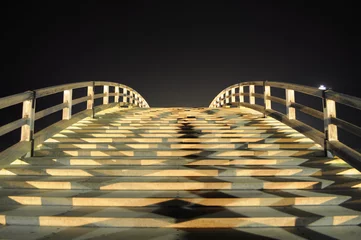 Photo sur Plexiglas Le pont Kintai Pont Kintaikyo (ville d& 39 Iwakuni, vue nocturne de la préfecture de Yamaguchi illuminée)