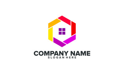 colorfull Camera home logo illustration and vector