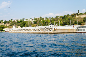Fototapeta na wymiar a floating dock in sevastopol