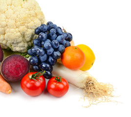 fruits and vegetables isolated on white background