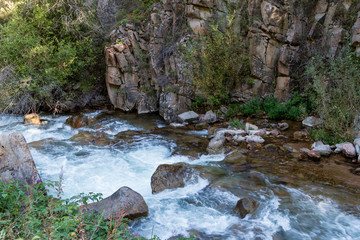 Naklejka na ściany i meble mountain river in the rocks