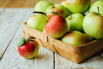 Basket full of fresh harvested apples