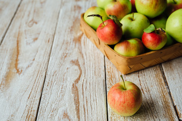 Basket full of fresh harvested apples