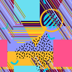 Fashion hipster seamless pattern. Memphis