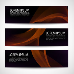 Abstract header orange wave black background vector design