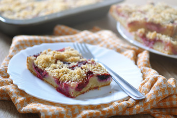 Homemade cake made of plums