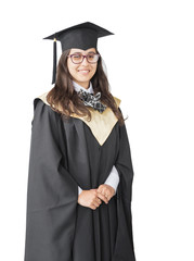 Girl graduate of the University on white background