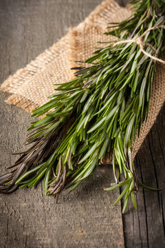 Organic, natural and fresh bunch of rosemary on the table