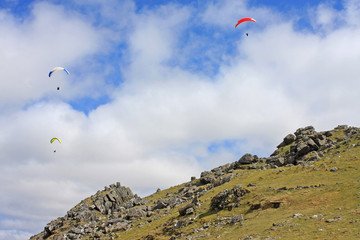 Paragliders above Dartmoor