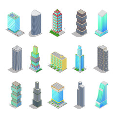 Isometric City Skyscraper Buildings. Modern Architecture Cityscape. Vector 3d flat illustration