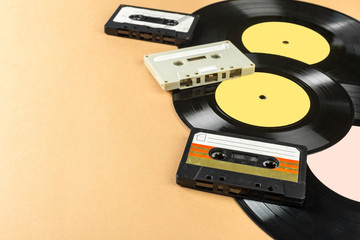 vinyl record on a beige background