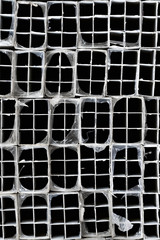 Stacked, extruded aluminum tubes, Yangon, Myanmar