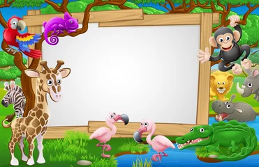 Fototapete Zoo Cartoon Safari Animals Sign  © Christos Georghiou