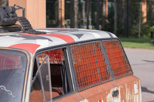 Car for survival in extreme conditions. Apocalypse, zombies.