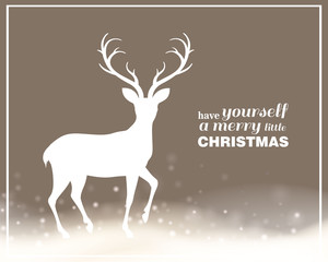 Vector Illustration of a Christmas Greeting Card with a White Reindeer
