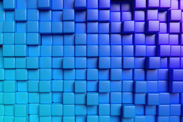Fototapeta premium Abstract blue cubes 3d background