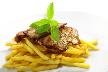fried meat and chips