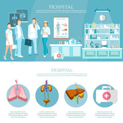 Fototapeta na wymiar Medicine infographics hospital staff health service surgery