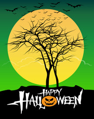 halloween tree in the cemetery