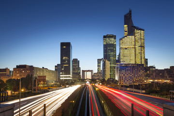 Fototapeta premium La defense district business in Paris at night, France