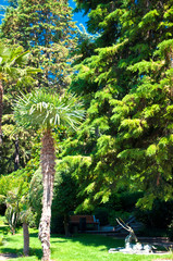 Fototapeta premium Statue antelope adorns the old park in the Crimea.
