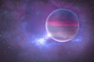Fototapeta na wymiar Astronomy image with planet, nebula and stars in space