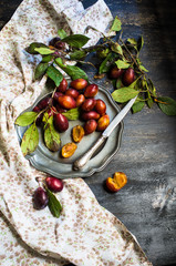 Fresh organic plums