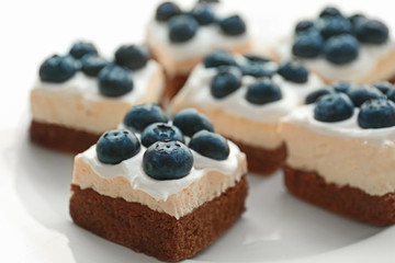 Delicious blueberry cakes, closeup