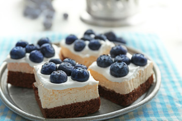 Delicious blueberry cakes, closeup