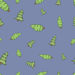 Seamless pattern with green fir-trees. Vector illustration