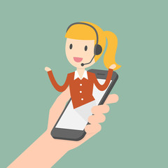 Customer Service. Customer Service Representative. Online Information Technology Concept Illustration.