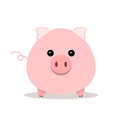 Pink pig icon in flat design. Vector illustration.