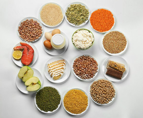 Plate with different products. Health care concept