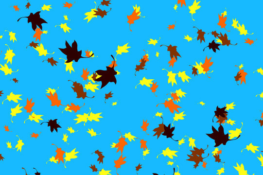 Flying autumnal leaves