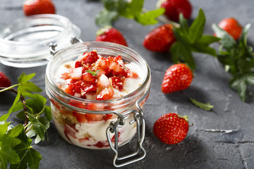 Strawberry dessert with fresh berries