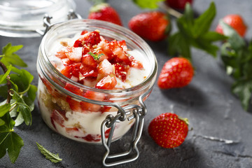 Strawberry dessert with fresh berries