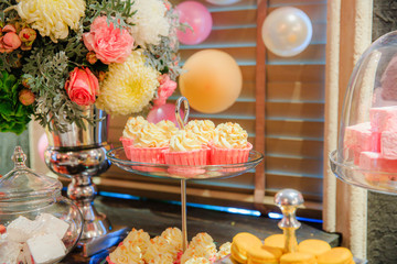 Luxury sweets on candy bar