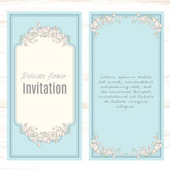 greeting card template floral background. Design stationery set in vector format. Wedding card or invitation, shabby chic