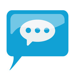 Blue speech bubble with white Comment icon on white background