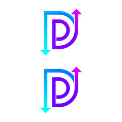 Letter D logo design template. Arrow creative sign