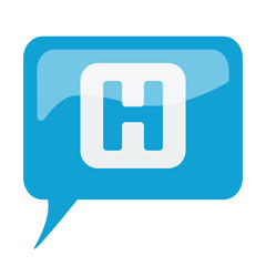 Blue speech bubble with white Helicopter Platform icon on white
