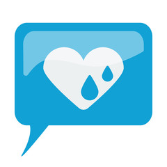Blue speech bubble with white Heart Water icon on white backgrou