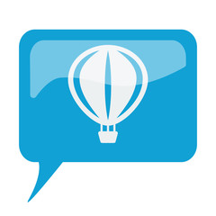 Obraz premium Blue speech bubble with white Air Balloon icon on white backgrou