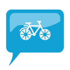 Fototapeta na wymiar Blue speech bubble with white Bicycle icon on white background