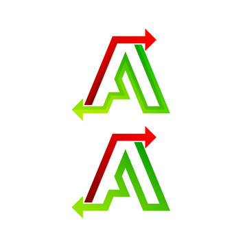 Letter A logo design template. Arrow creative sign