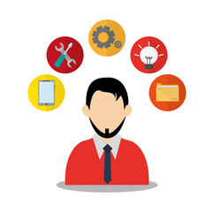 Man avatar icon. Social media multimedia communcation and digital marketing theme. Colorful design. Vector illustration